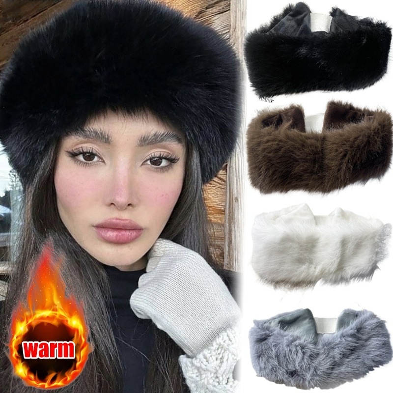 Fleece Ear Warmer Band - Faixa larga de pele de inverno