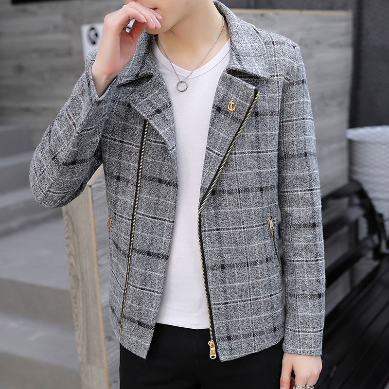 Wool Coat Peacoat - Casaco Masculino Curto de Lã Mesclada