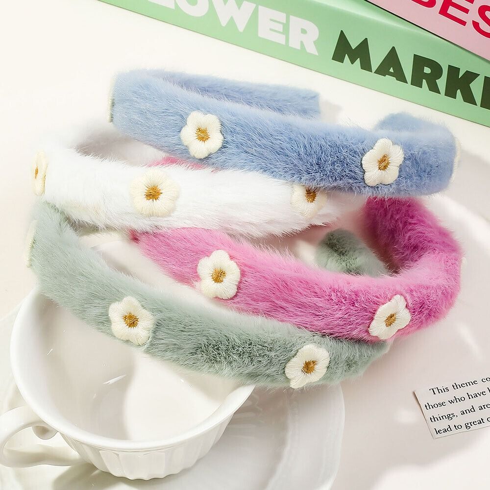 Winter Headband Fleece - Pelúcia Faux FurHead Hoop, Soft Flower