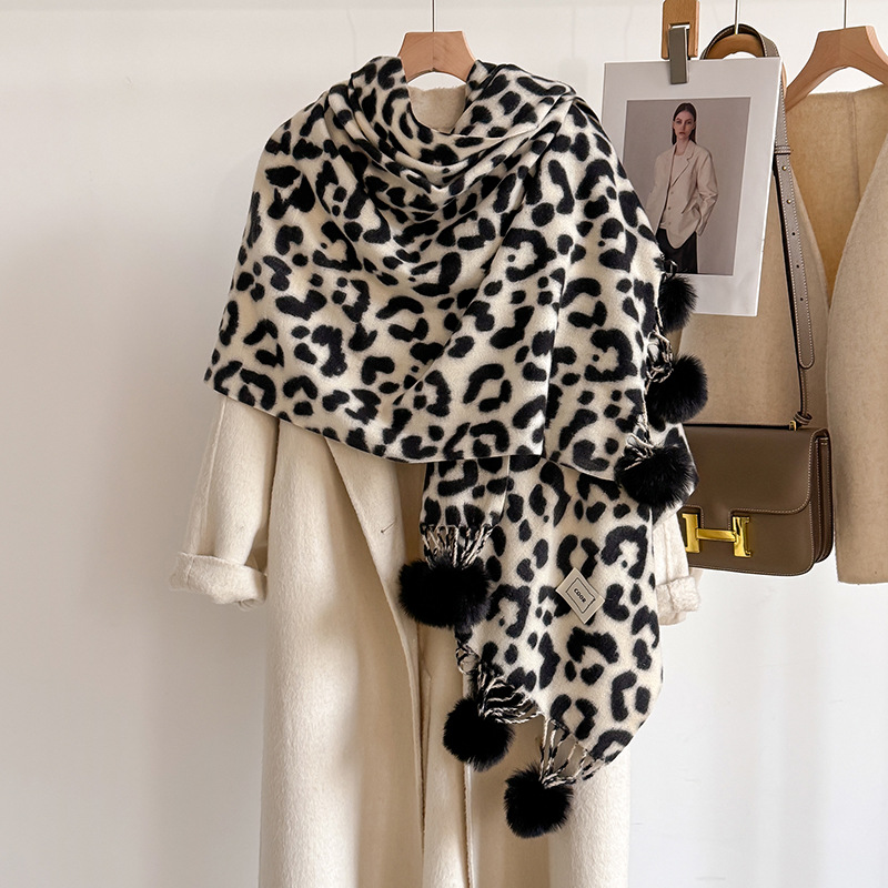 Shawl Wrap Winter - Novo luxo inverno leopardo dupla face