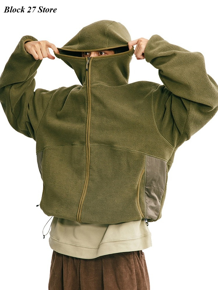 Sherpa Hoodie Fleece - Moletom com capuz masculino outono inverno