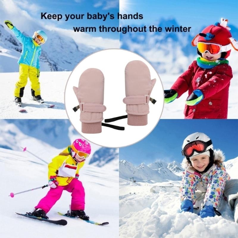 Snow Glove Insulated - J15U Luvas esqui inverno para bebês,