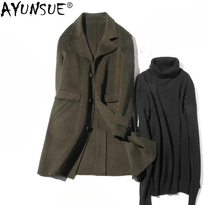Wool Coat Peacoat - Ayunsue 100% casaco de lã masculino