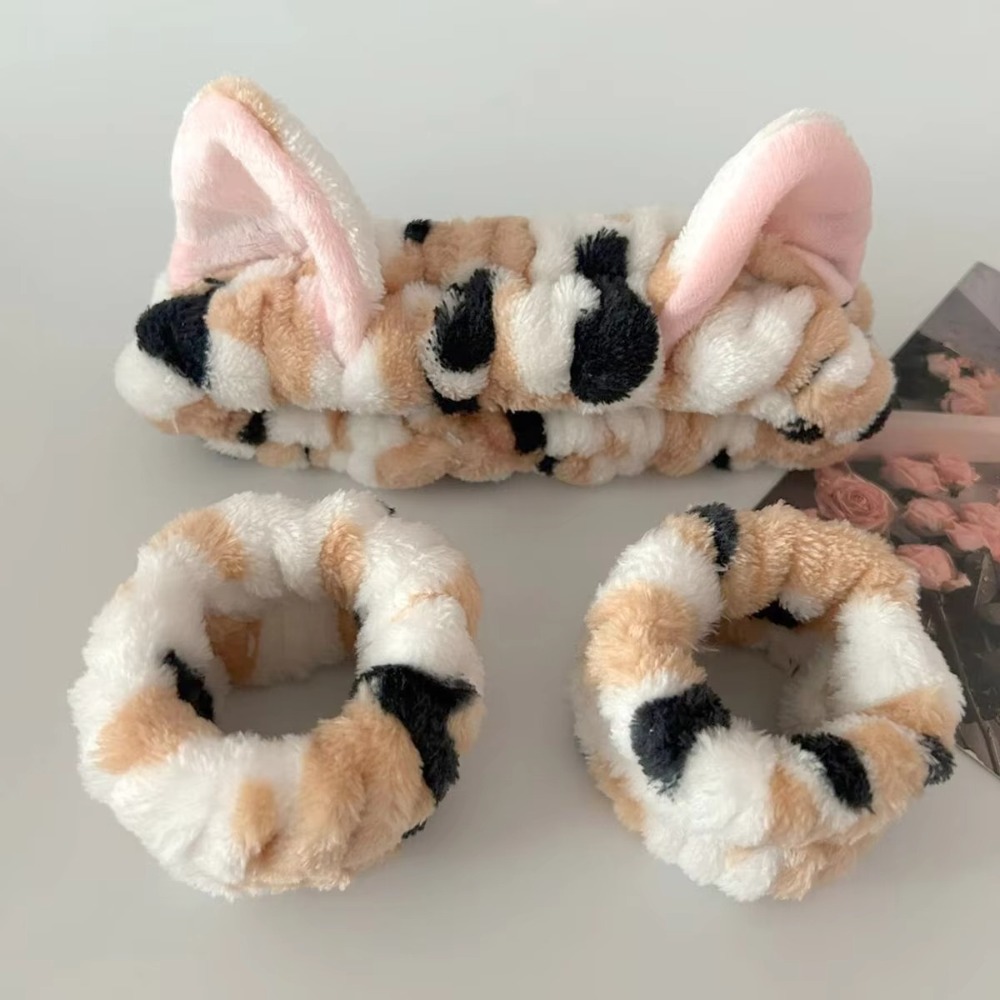 Winter Headband Fleece - 3 pçs/set leopardo impressão bonito gato