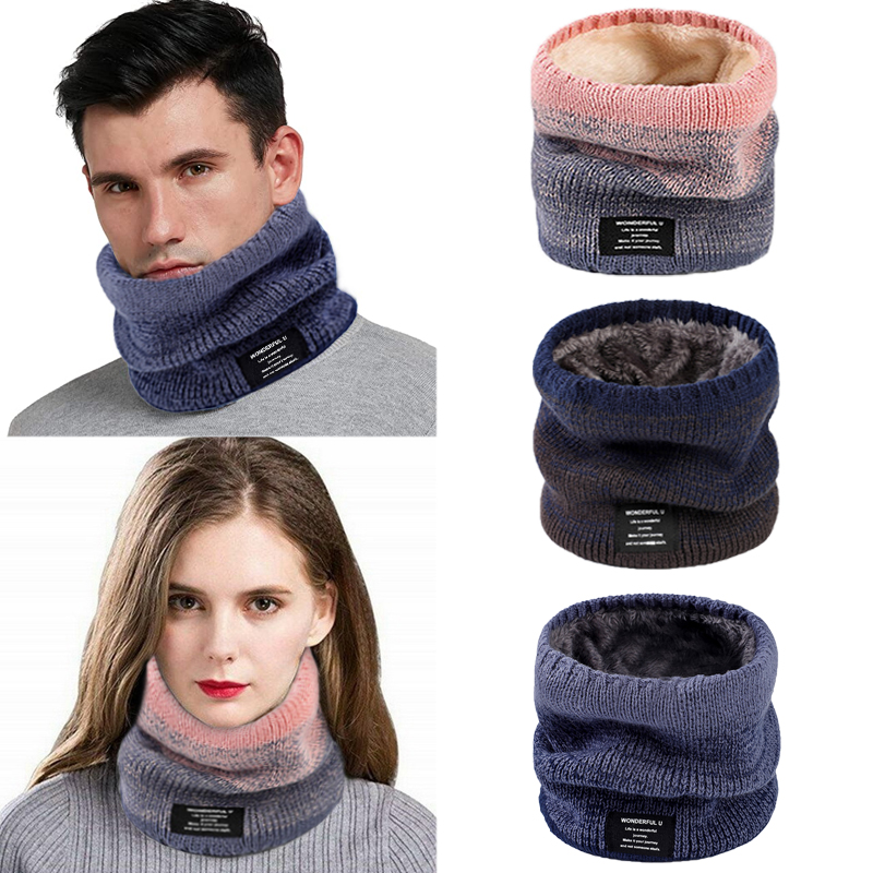 Wool Scarf Men - Inverno feminino masculino malha gradiente cabeça