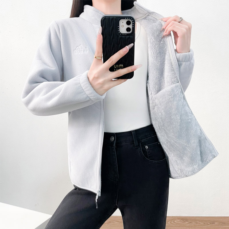 Sherpa Hoodie Fleece - Moletom de lã sem chapéu feminino