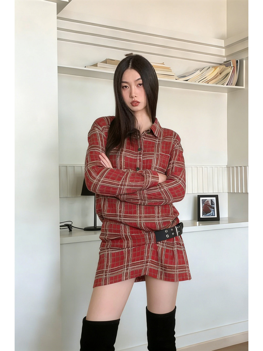 Flannel Shirt Lined - Vestido Curto Feminino Estilo Punk Xadrez