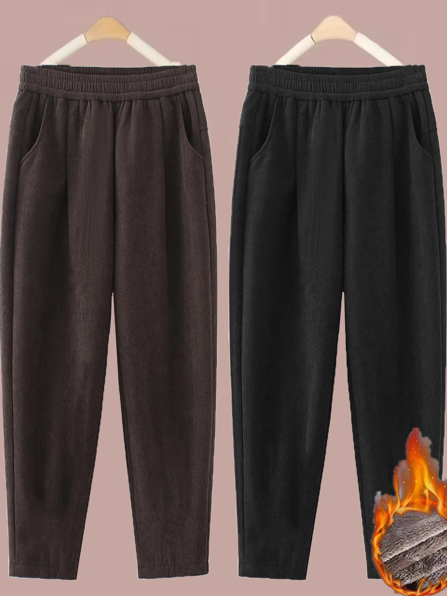 Corduroy Pant Warm - Calças de Corduroy Femininas de Cintura