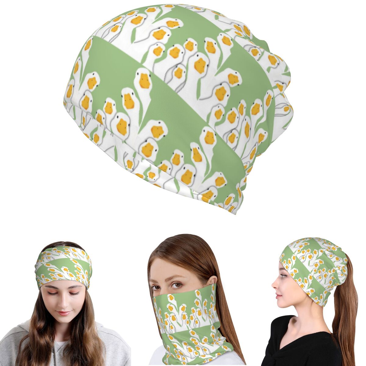 Knit Beanie Hat Warm - Bandana Mágica de Pescoço com Estampa