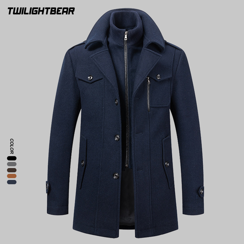 Wool Coat Peacoat - Casaco de Lã Masculino de Inverno
