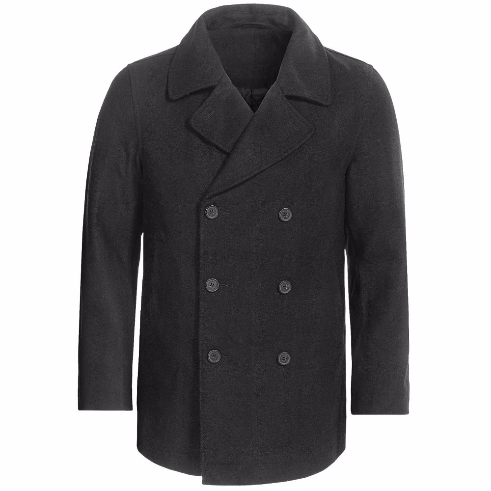 Wool Coat Peacoat - Casaco de ervilha cinza carvão feito