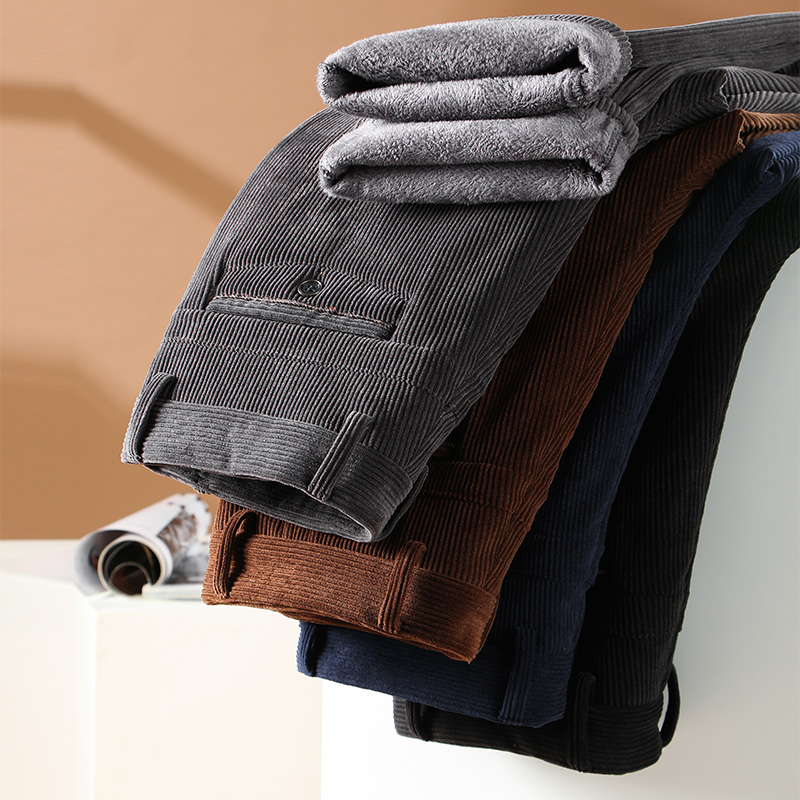 Corduroy Pant Warm - Calças de veludo de lã masculina