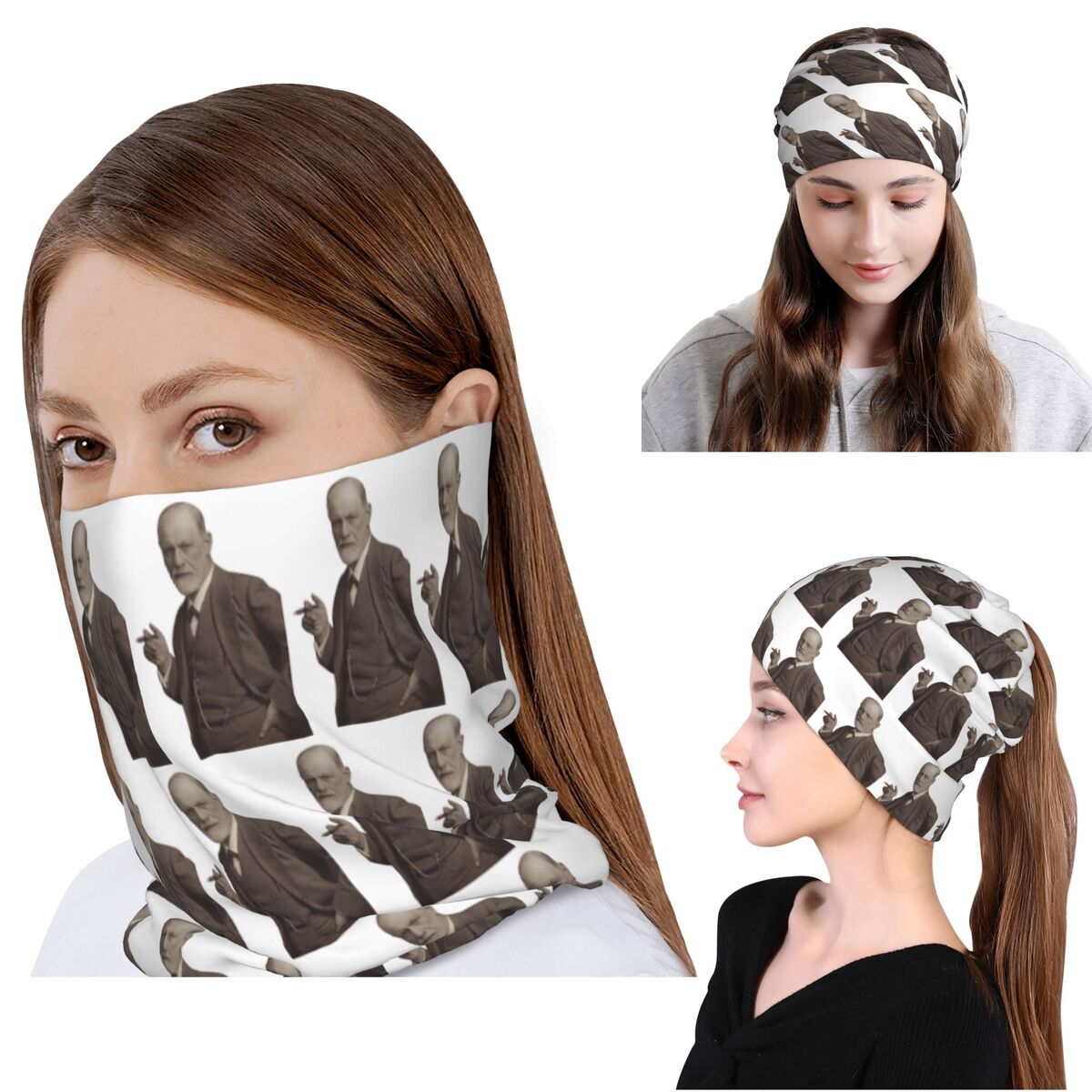 Knit Beanie Hat Warm - Bandana Mágica Freud com Cigarro e