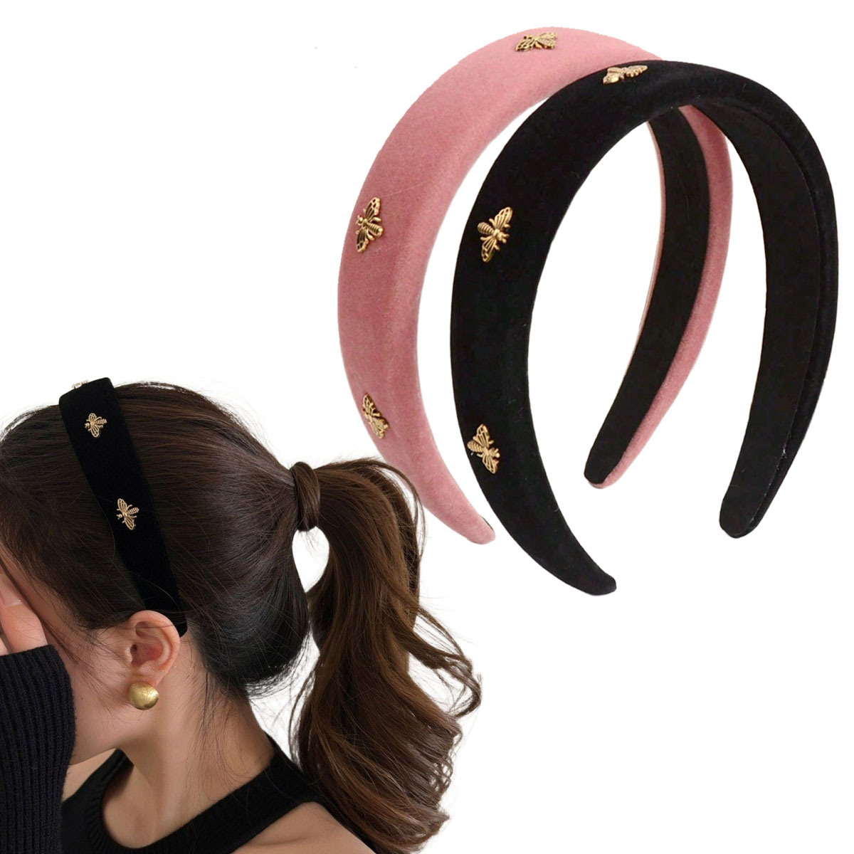Winter Headband Fleece - Tiara de veludo preto Little Bee
