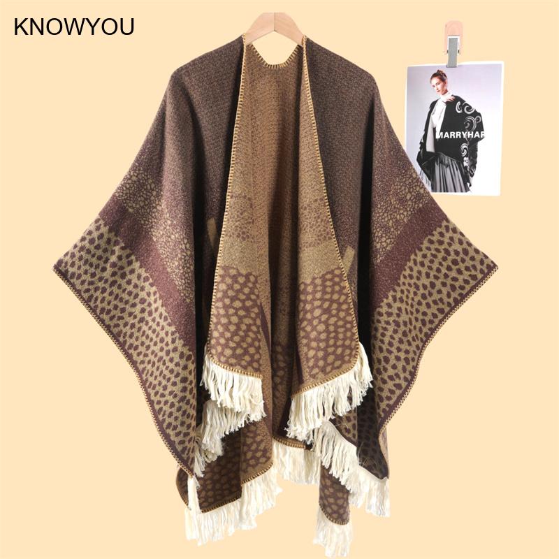 Cashmere Pashmina Wrap - Leopardo impressão split pashmina feminino elegante