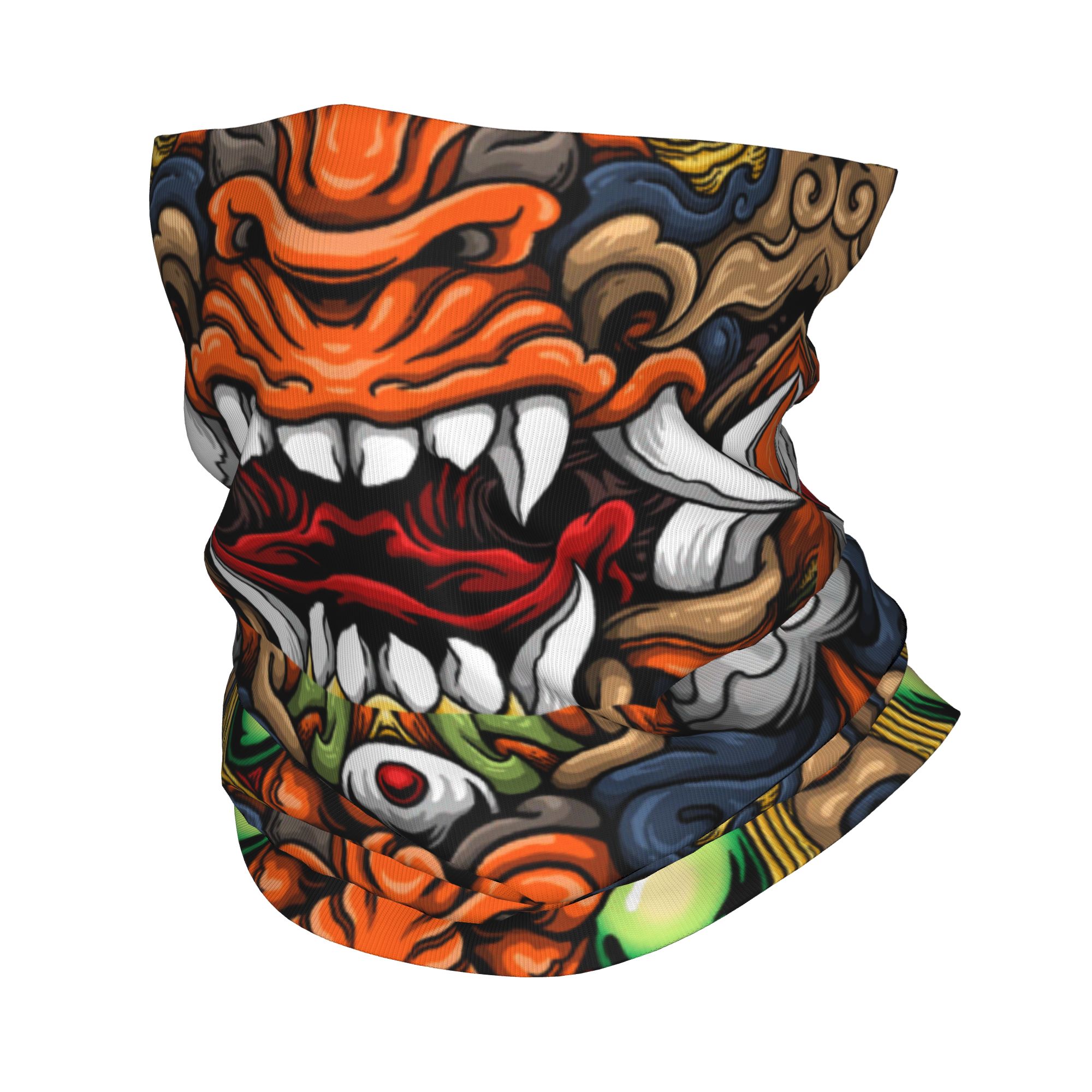 Neck Gaiter Fleece - Personalizado samurai demônio oni inverno bandana