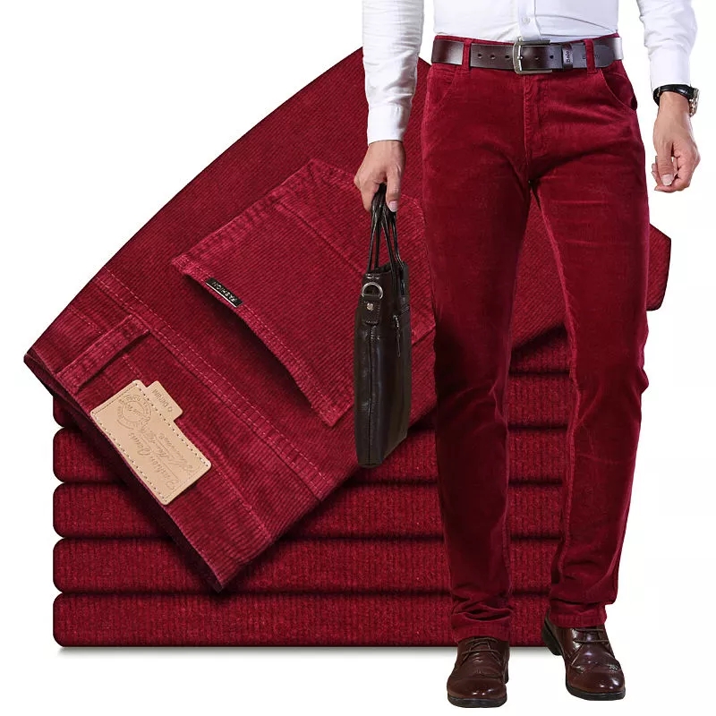 Corduroy Pant Warm - Calça grossa de veludo quente masculina,