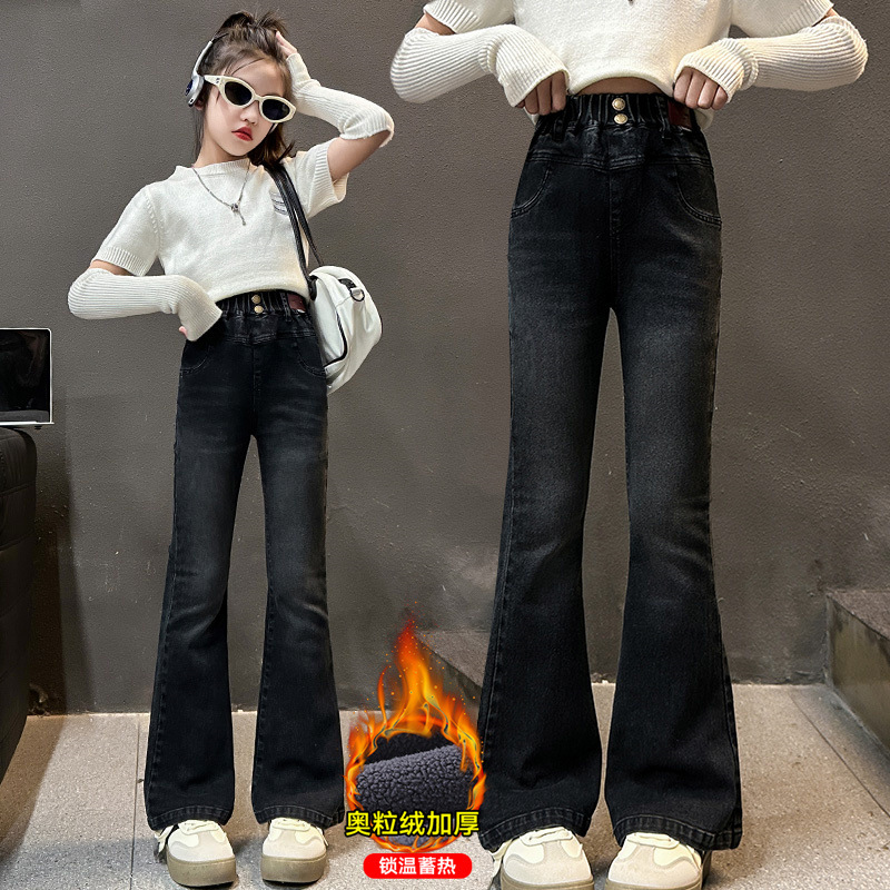 Corduroy Pant Warm - Casual crianças inverno veludo forrado jeans
