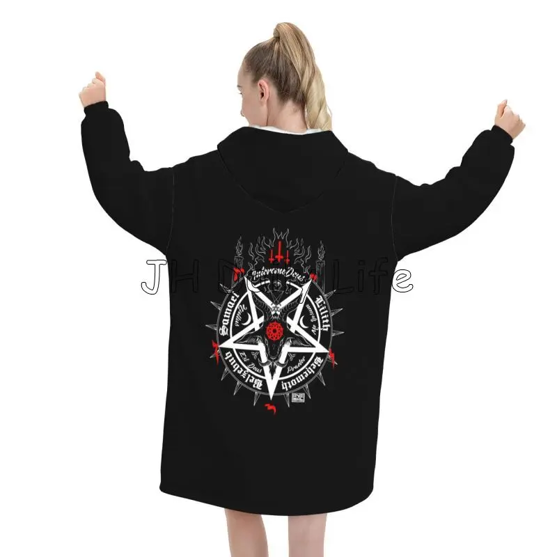 Preto satanás crânio cabeça mo - Sherpa Hoodie Fleece avaliação e preço