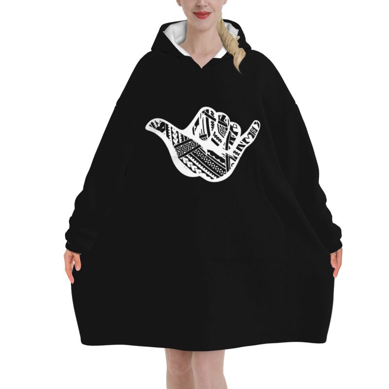 Tatuagem polinésia shaka triba - Sherpa Hoodie Fleece avaliação e preço