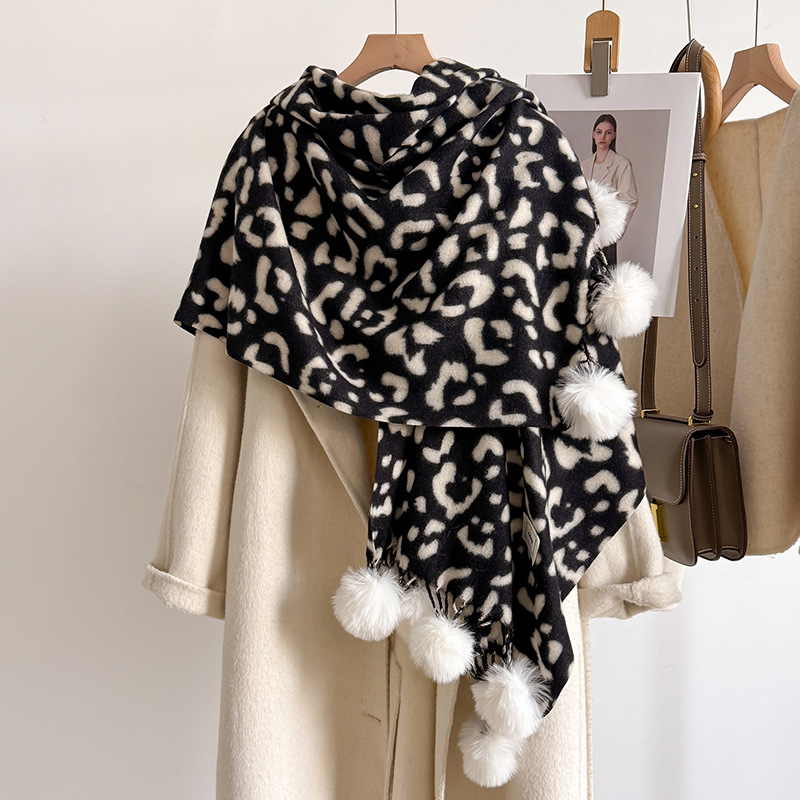 Novo luxo inverno leopardo dup - Shawl Wrap Winter avaliação e preço