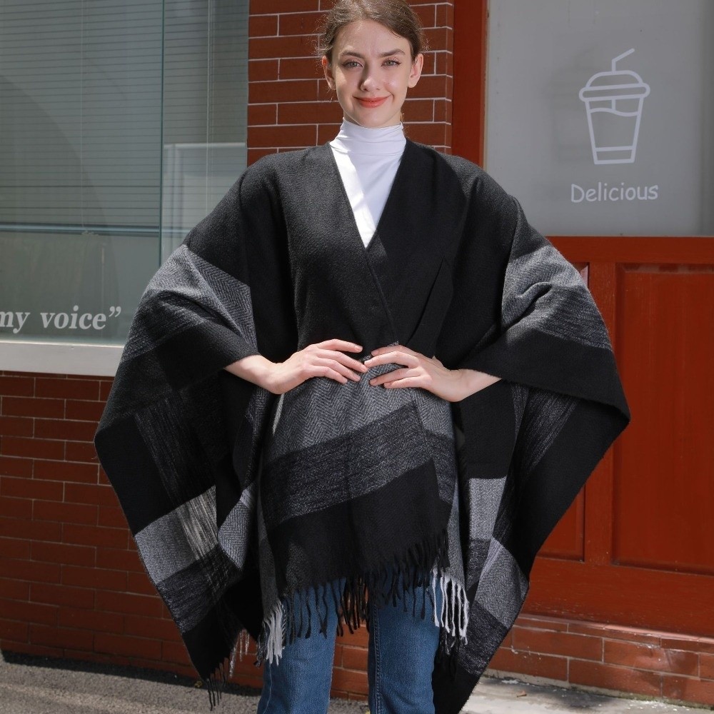 Casaco quente xadrez design vi - Shawl Wrap Winter avaliação e preço