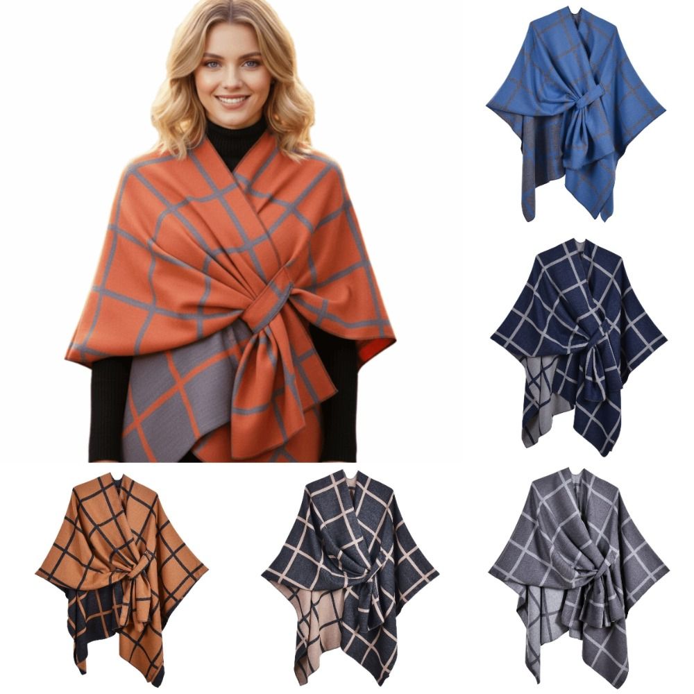 Casaco quente xadrez design vi - Shawl Wrap Winter avaliação e preço