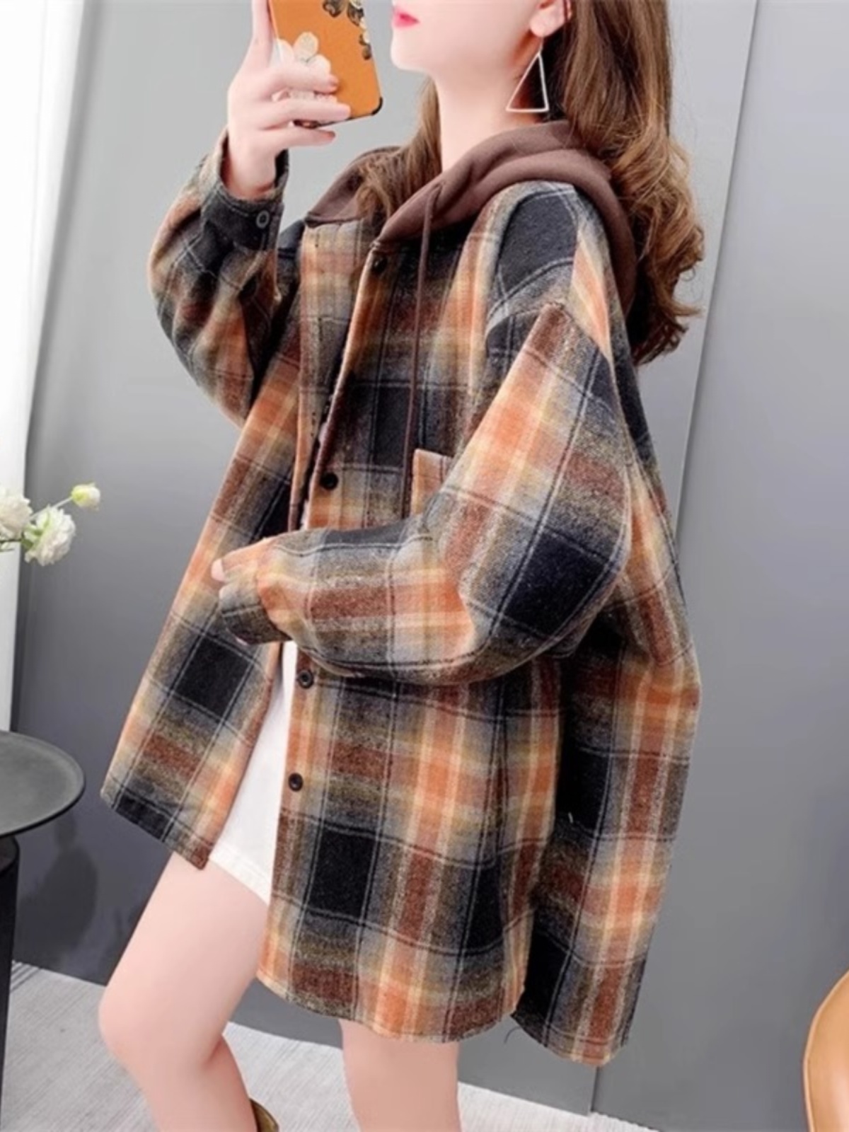 Jaqueta Feminina Oversized de  - Flannel Shirt Lined avaliação e preço