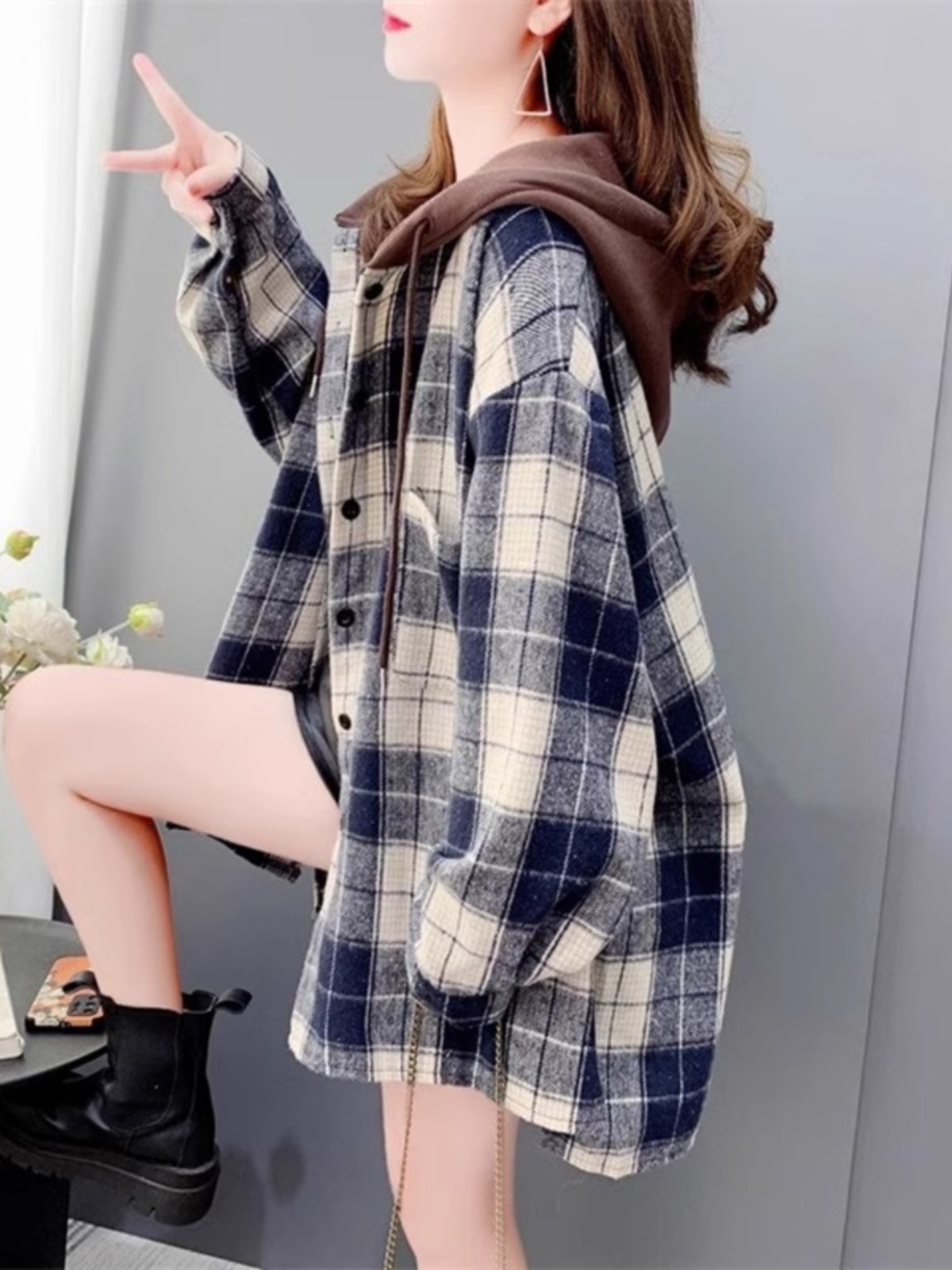 Jaqueta Feminina Oversized de  - Flannel Shirt Lined avaliação e preço