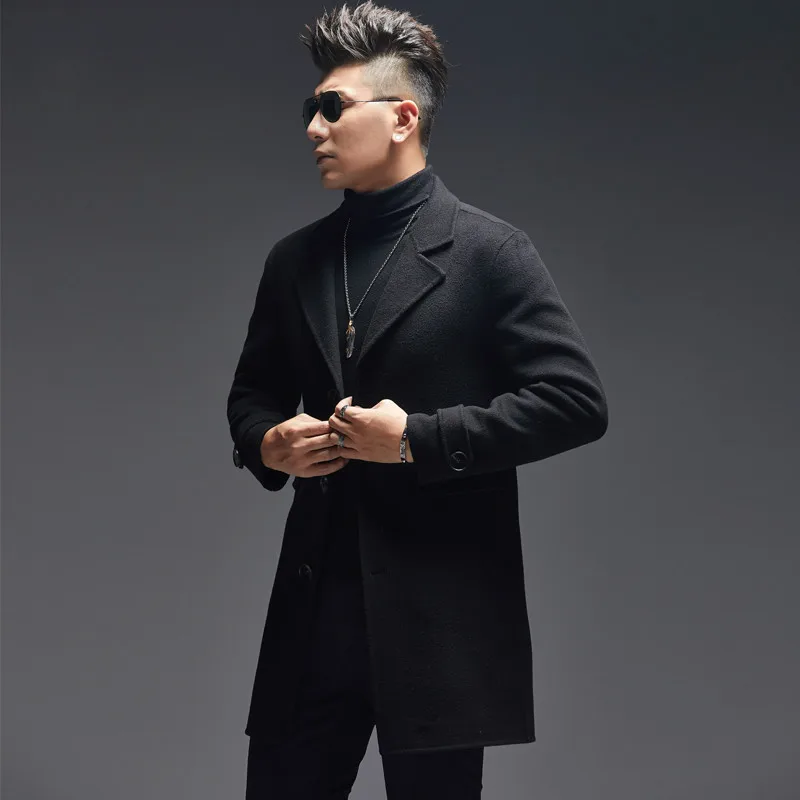 Ayunsue 100% casaco de lã masc - Wool Coat Peacoat avaliação e preço