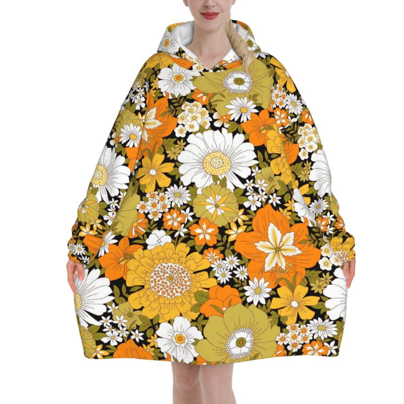 Hippie flor floral retro cober - Sherpa Hoodie Fleece avaliação e preço