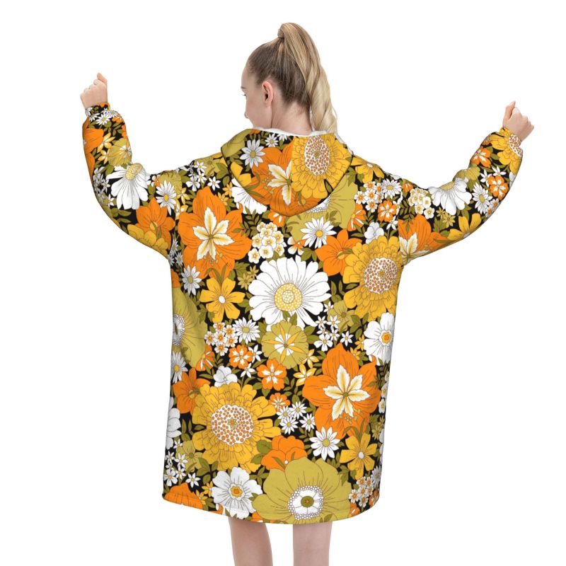 Hippie flor floral retro cober - Sherpa Hoodie Fleece avaliação e preço
