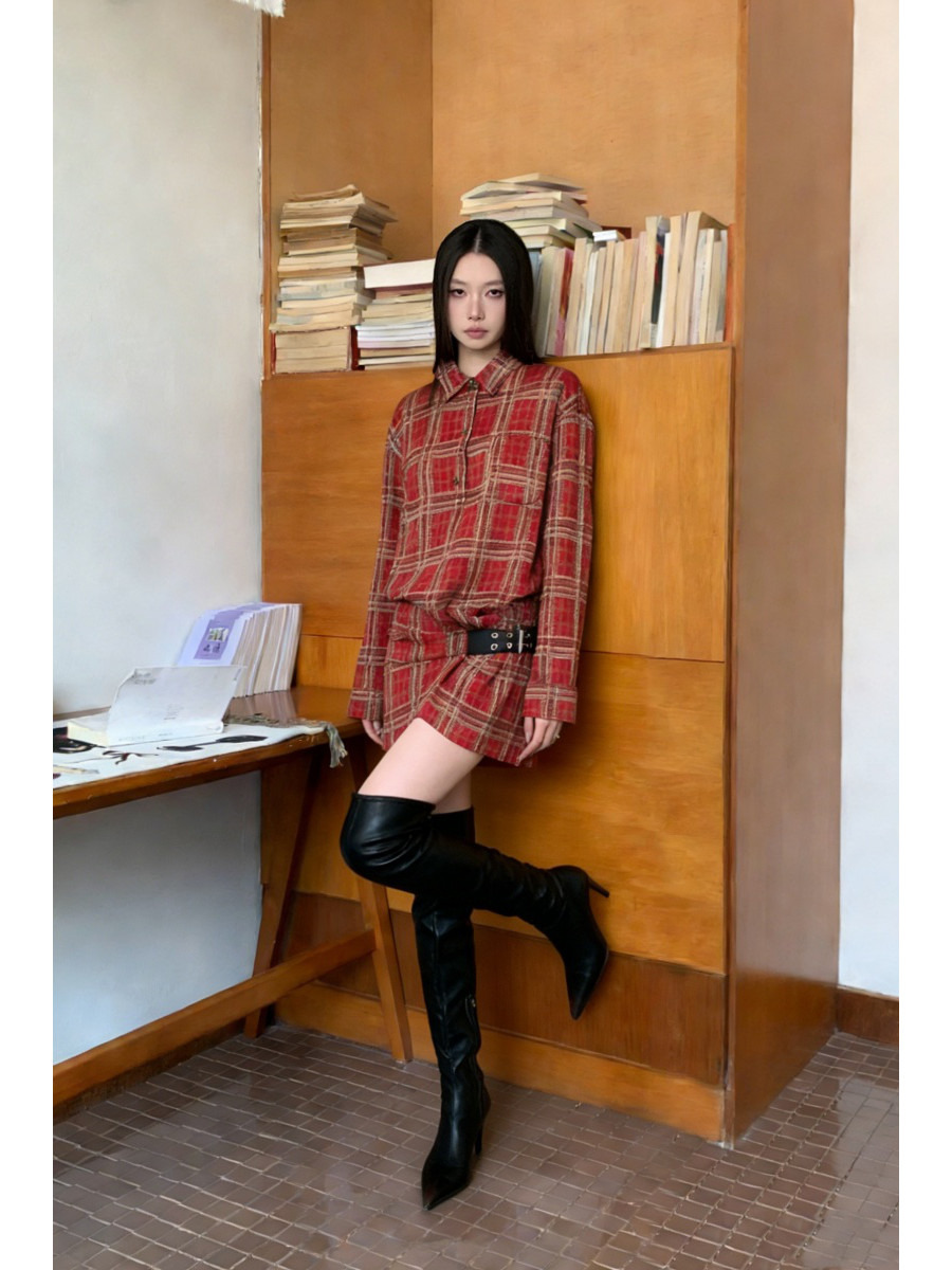 Vestido Curto Feminino Estilo  - Flannel Shirt Lined avaliação e preço