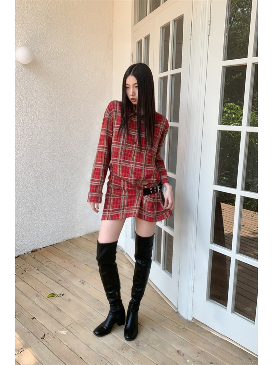 Vestido Curto Feminino Estilo  - Flannel Shirt Lined avaliação e preço