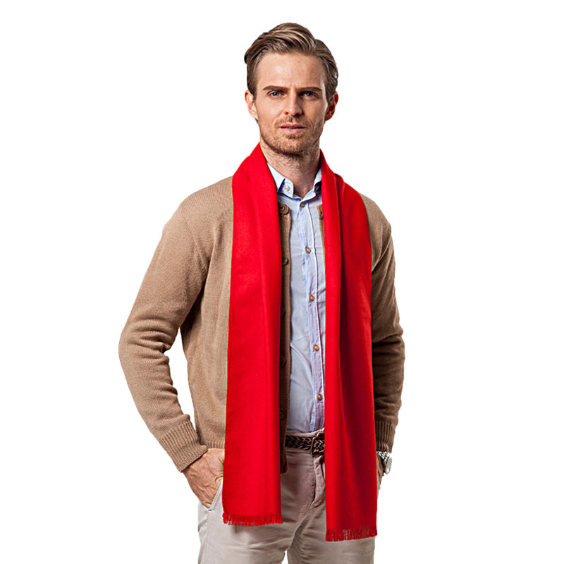 Lenço vermelho monocromático m - Wool Scarf Men avaliação e preço