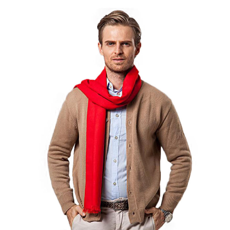 Lenço vermelho monocromático m - Wool Scarf Men avaliação e preço