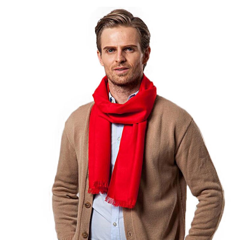 Lenço vermelho monocromático m - Wool Scarf Men avaliação e preço