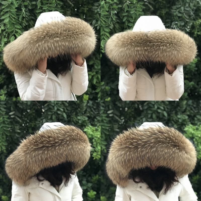 Gola de pele de guaxinim natur - Shawl Wrap Winter avaliação e preço