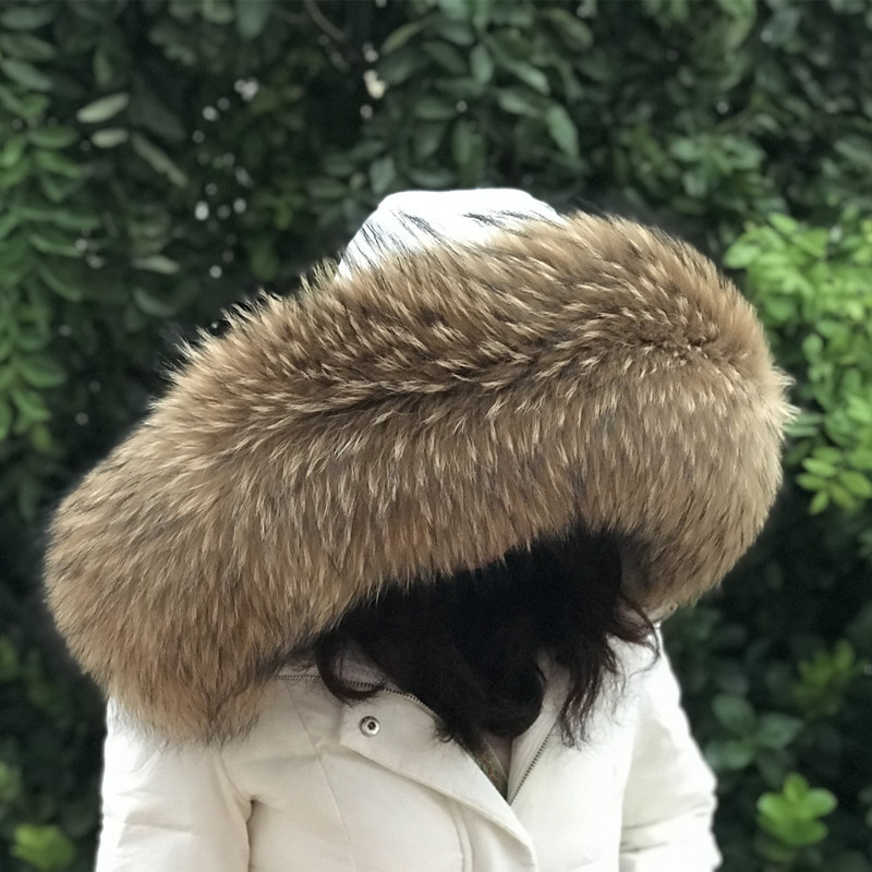 Gola de pele de guaxinim natur - Shawl Wrap Winter avaliação e preço