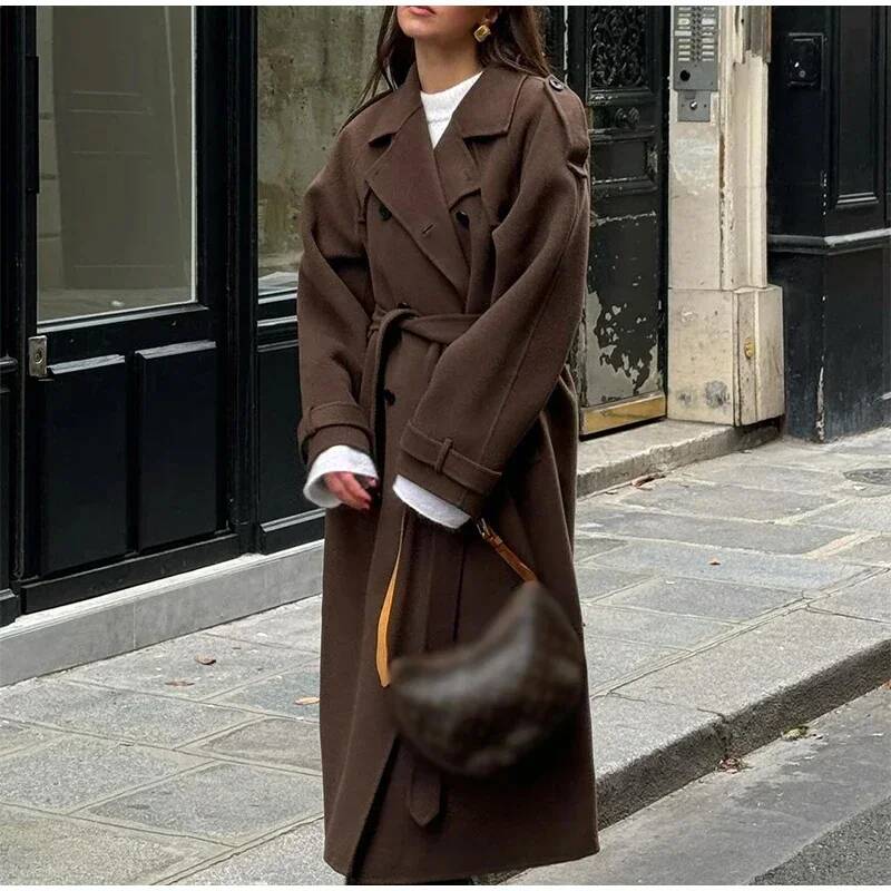 Elegante Casaco Longo de Lã Si - Wool Coat Peacoat avaliação e preço